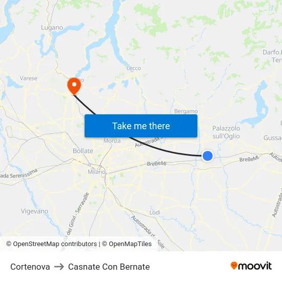 Cortenova to Casnate Con Bernate map