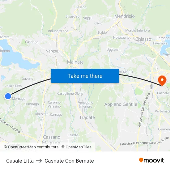 Casale Litta to Casnate Con Bernate map
