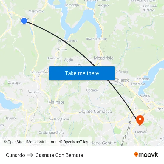 Cunardo to Casnate Con Bernate map