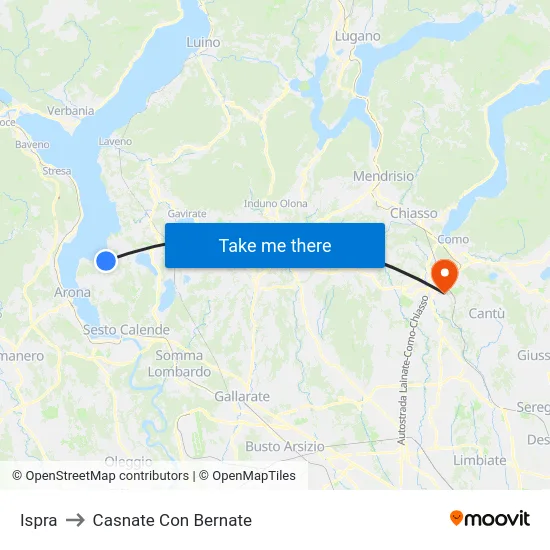 Ispra to Casnate Con Bernate map
