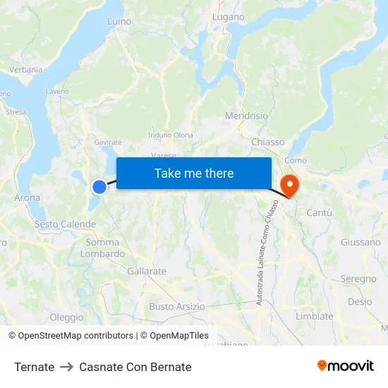 Ternate to Casnate Con Bernate map
