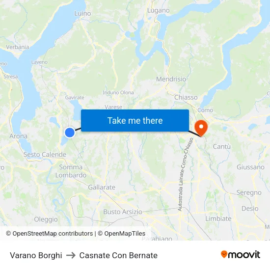 Varano Borghi to Casnate Con Bernate map