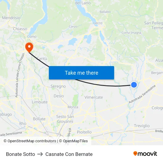 Bonate Sotto to Casnate Con Bernate map