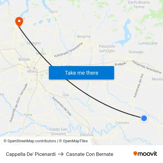 Cappella De' Picenardi to Casnate Con Bernate map