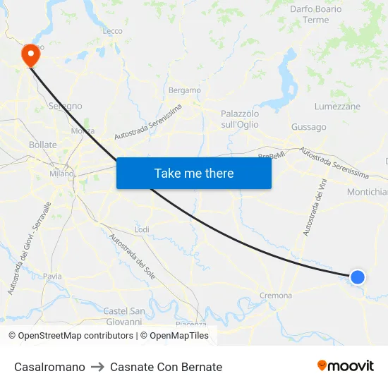 Casalromano to Casnate Con Bernate map