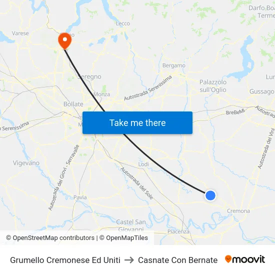 Grumello Cremonese Ed Uniti to Casnate Con Bernate map