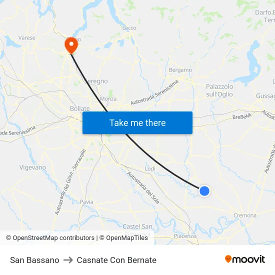 San Bassano to Casnate Con Bernate map