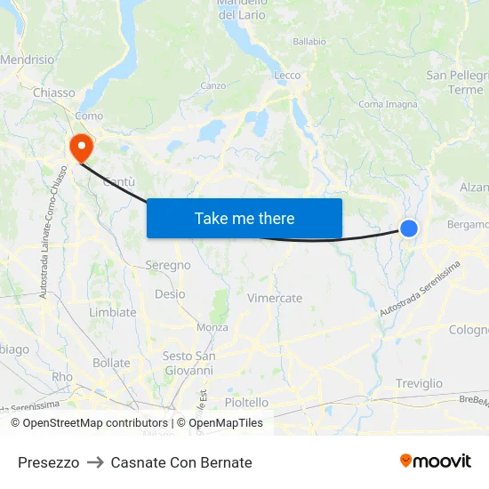 Presezzo to Casnate Con Bernate map