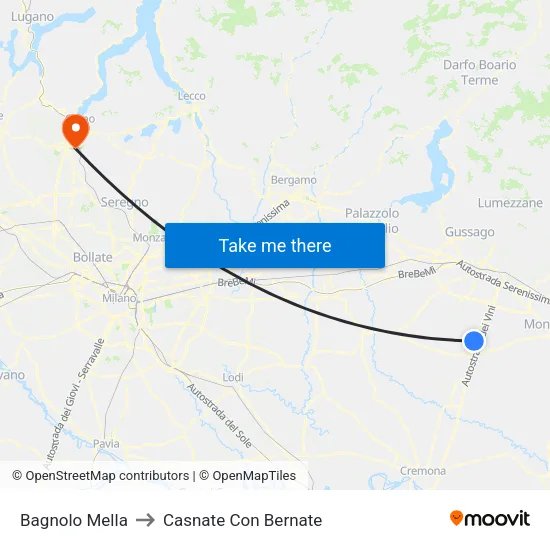 Bagnolo Mella to Casnate Con Bernate map