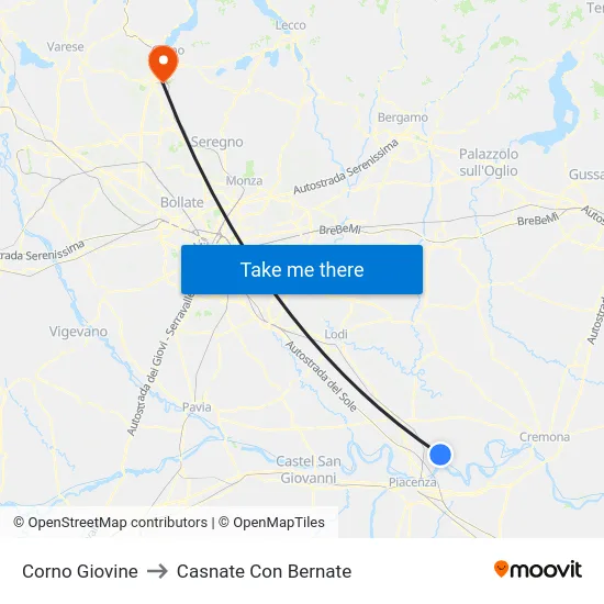 Corno Giovine to Casnate Con Bernate map