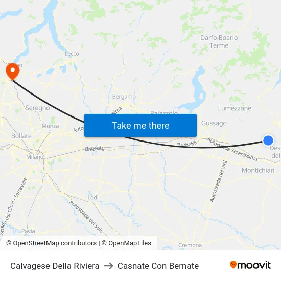 Calvagese Della Riviera to Casnate Con Bernate map