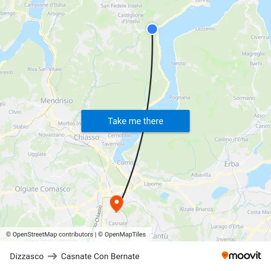 Dizzasco to Casnate Con Bernate map