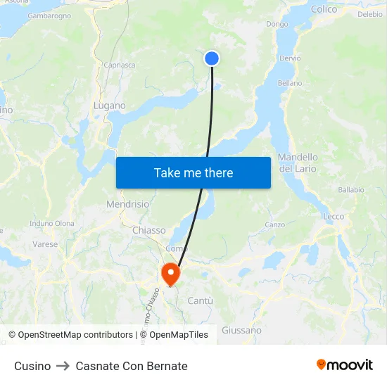 Cusino to Casnate Con Bernate map