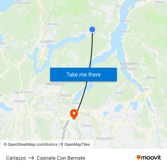 Carlazzo to Casnate Con Bernate map