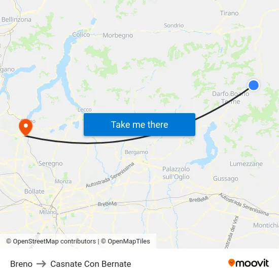 Breno to Casnate Con Bernate map