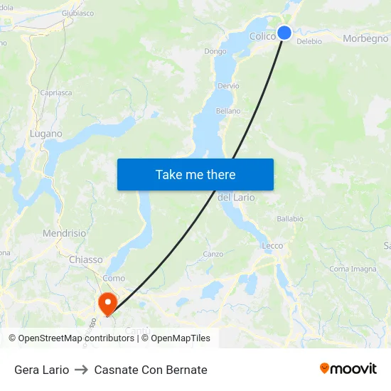 Gera Lario to Casnate Con Bernate map