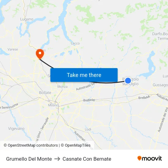 Grumello Del Monte to Casnate Con Bernate map