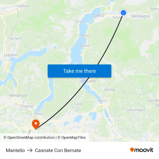 Mantello to Casnate Con Bernate map