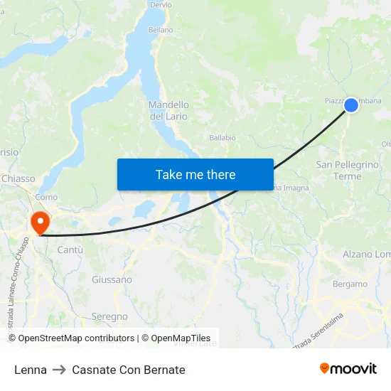 Lenna to Casnate Con Bernate map