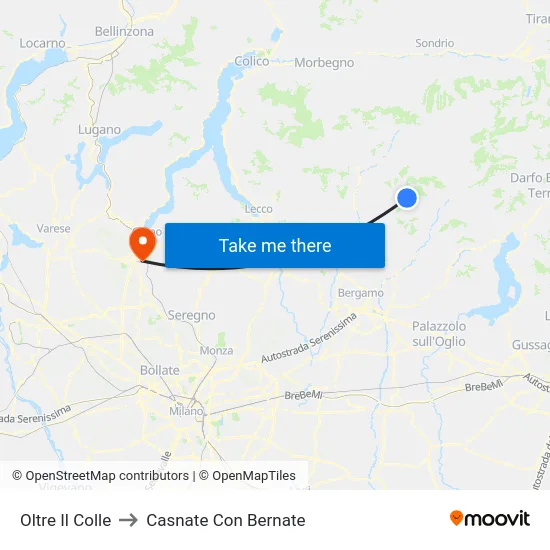 Oltre Il Colle to Casnate Con Bernate map
