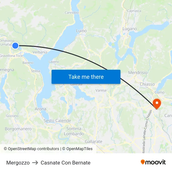 Mergozzo to Casnate Con Bernate map