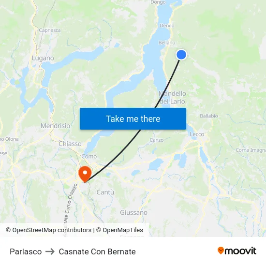 Parlasco to Casnate Con Bernate map