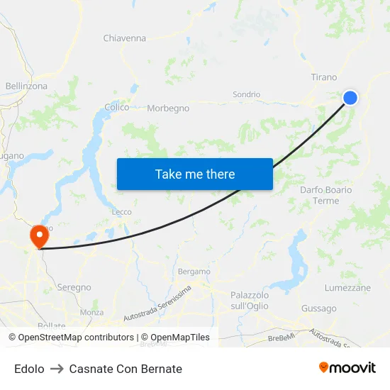 Edolo to Casnate Con Bernate map