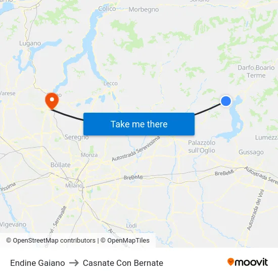 Endine Gaiano to Casnate Con Bernate map