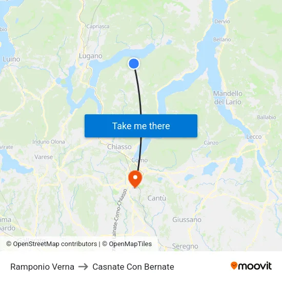 Ramponio Verna to Casnate Con Bernate map