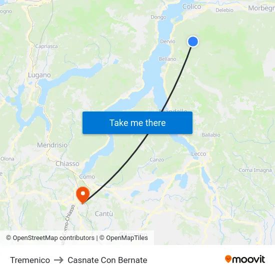 Tremenico to Casnate Con Bernate map