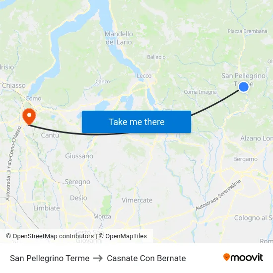 San Pellegrino Terme to Casnate Con Bernate map
