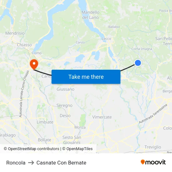 Roncola to Casnate Con Bernate map