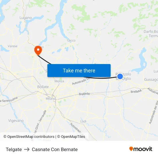 Telgate to Casnate Con Bernate map
