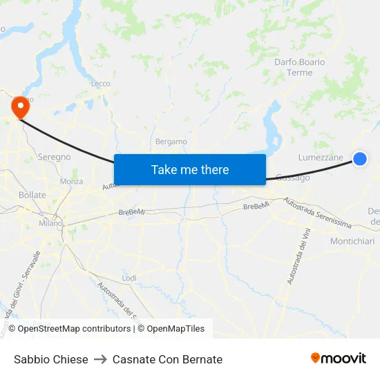 Sabbio Chiese to Casnate Con Bernate map