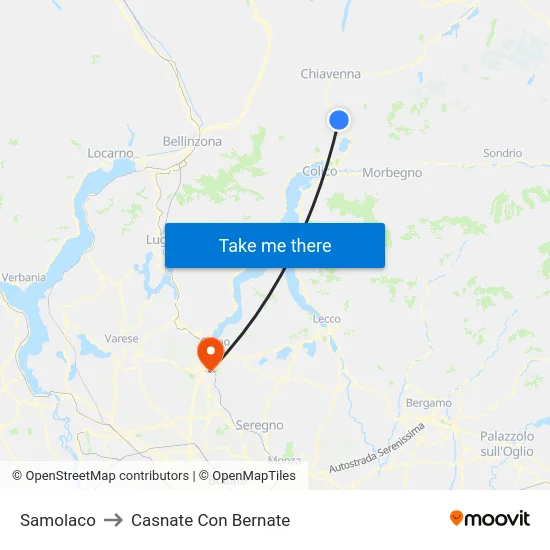 Samolaco to Casnate Con Bernate map