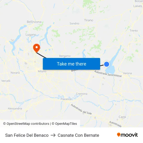 San Felice Del Benaco to Casnate Con Bernate map