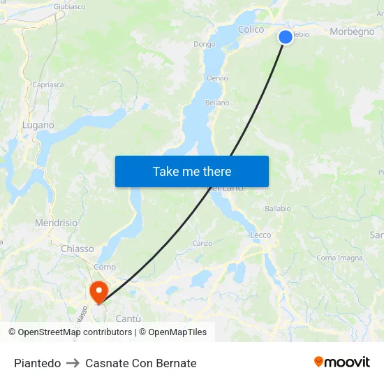 Piantedo to Casnate Con Bernate map