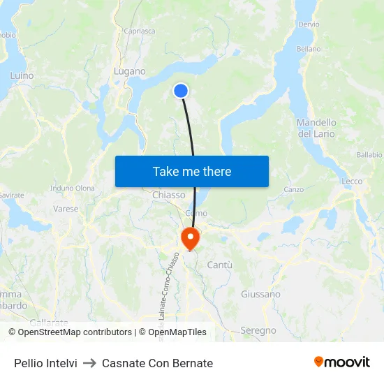Pellio Intelvi to Casnate Con Bernate map