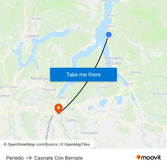 Perledo to Casnate Con Bernate map