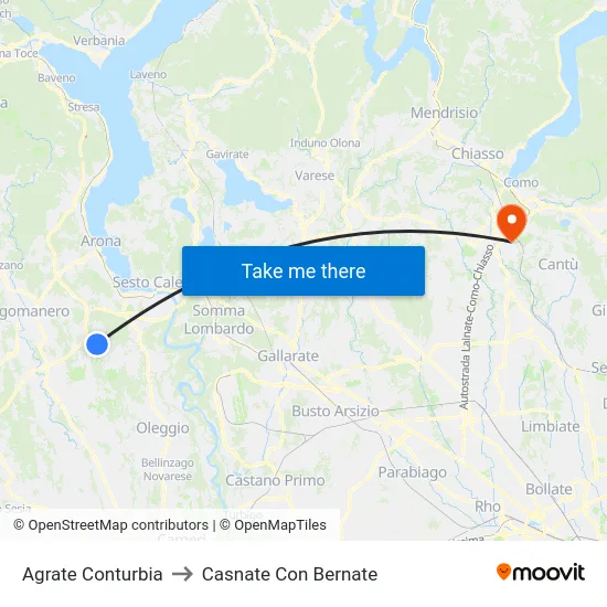 Agrate Conturbia to Casnate Con Bernate map