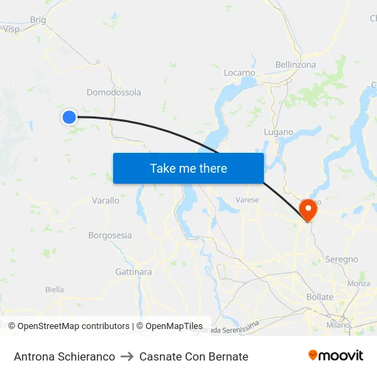 Antrona Schieranco to Casnate Con Bernate map