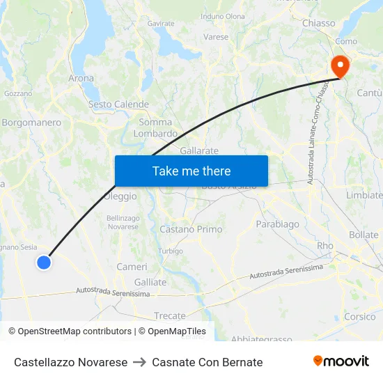 Castellazzo Novarese to Casnate Con Bernate map