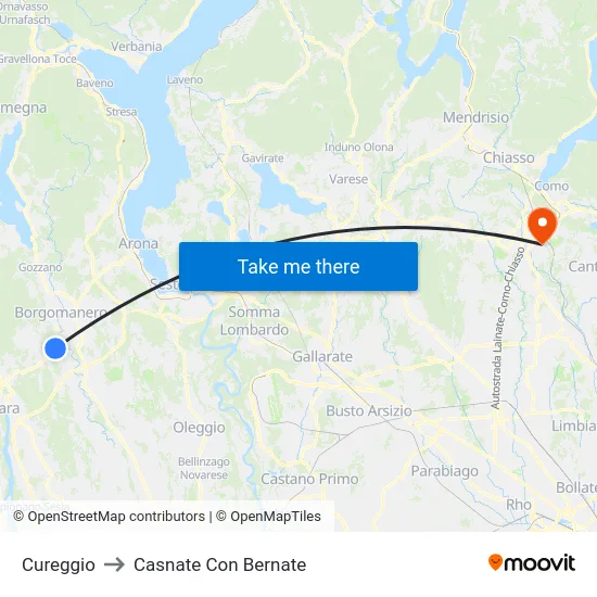 Cureggio to Casnate Con Bernate map