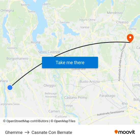 Ghemme to Casnate Con Bernate map