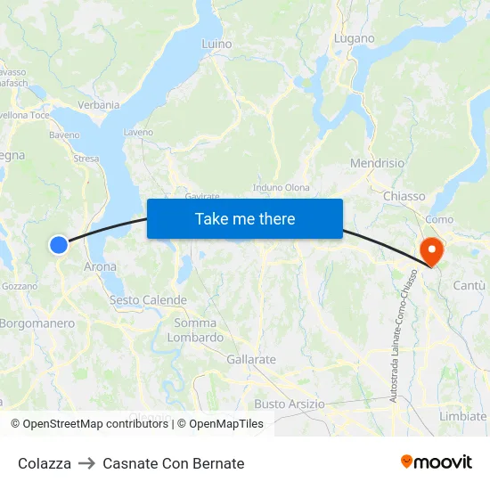 Colazza to Casnate Con Bernate map
