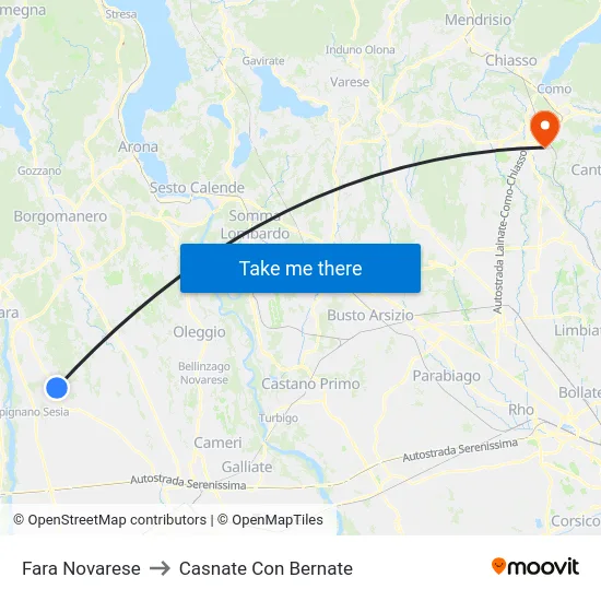 Fara Novarese to Casnate Con Bernate map