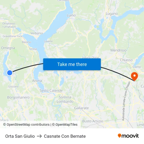 Orta San Giulio to Casnate Con Bernate map