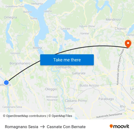Romagnano Sesia to Casnate Con Bernate map