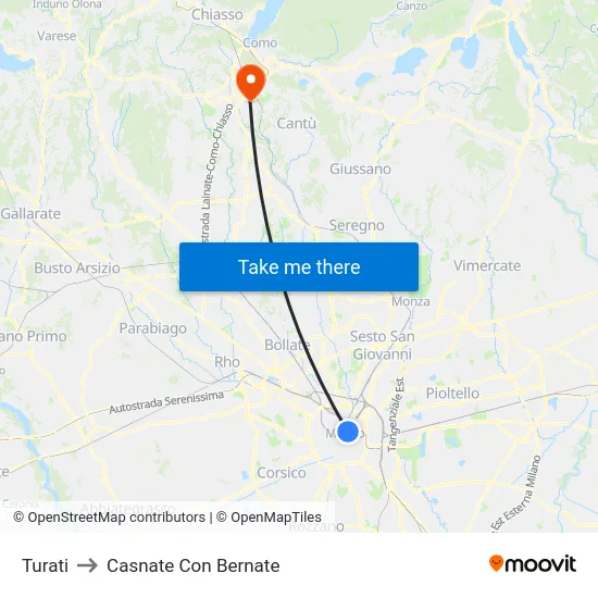 Turati to Casnate Con Bernate map