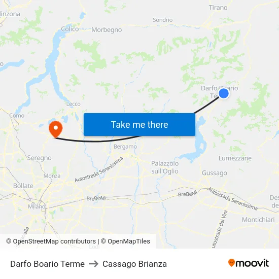Darfo Boario Terme to Cassago Brianza map